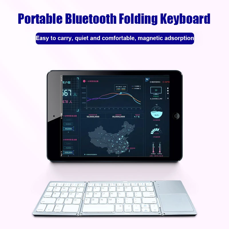Wireless Folding Keyboard Bluetooth Keyboard With Touchpad For Windows, Android, IOS,Phone,Multi-Function Button Mini Keyboard 