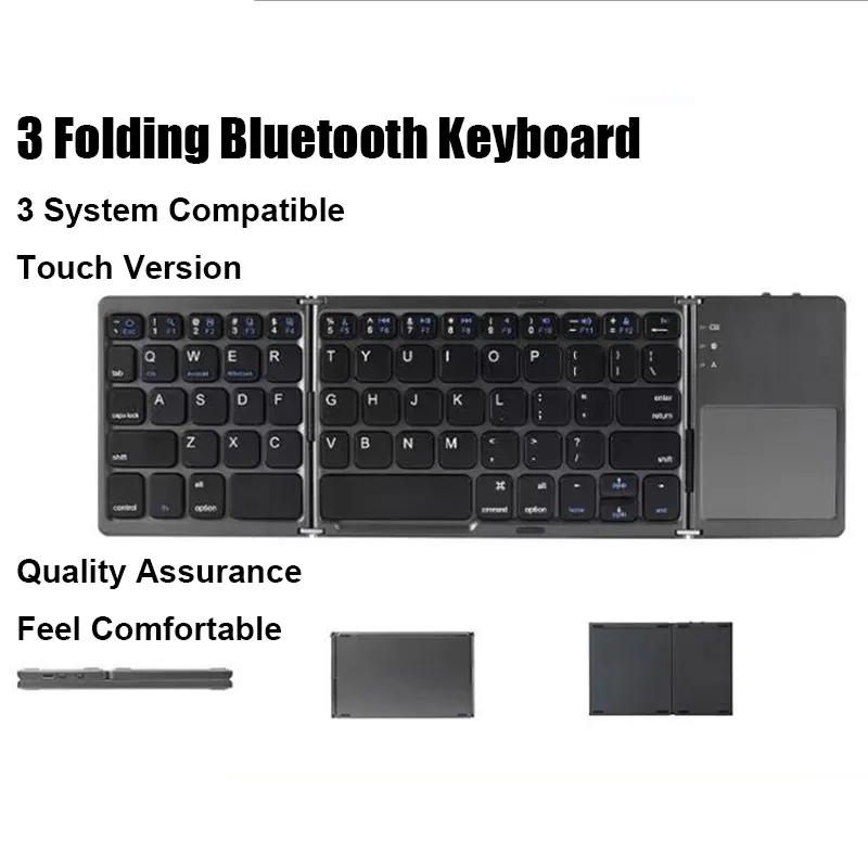 Wireless Folding Keyboard Bluetooth Keyboard With Touchpad For Windows, Android, IOS,Phone,Multi-Function Button Mini Keyboard 