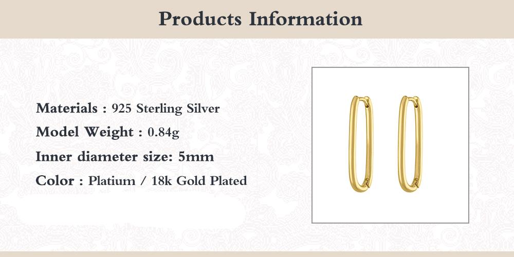 CANNER 100% 925 Sterling Silver Big Circle Hoop Earring Ear Bone Buckle Piercing Earrings for Women Mujer U Shape Pendientes