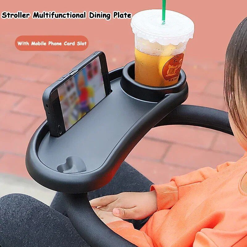 3-in-1 Rotatable Baby Stroller Plate: Multifunctional Dinner Tray & Bottle Holder 