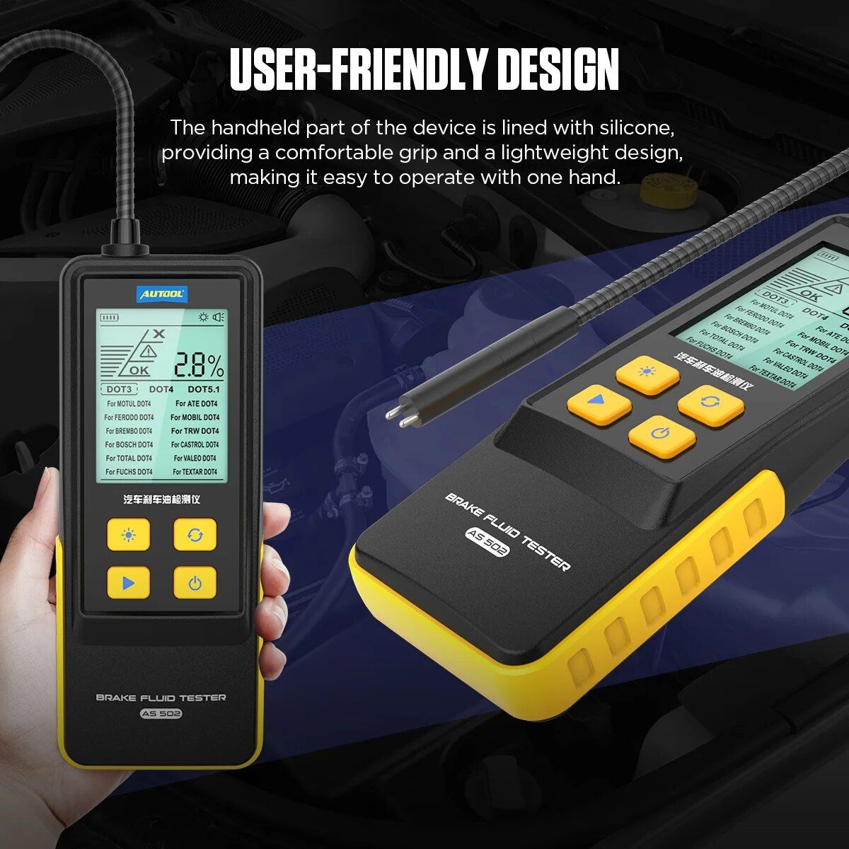 Advanced Brake Fluid Tester with Multi-Mode Detection and LED Display 