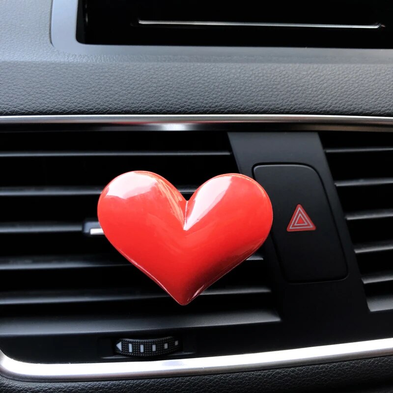 Charming Red Heart Car Air Freshener Clip 