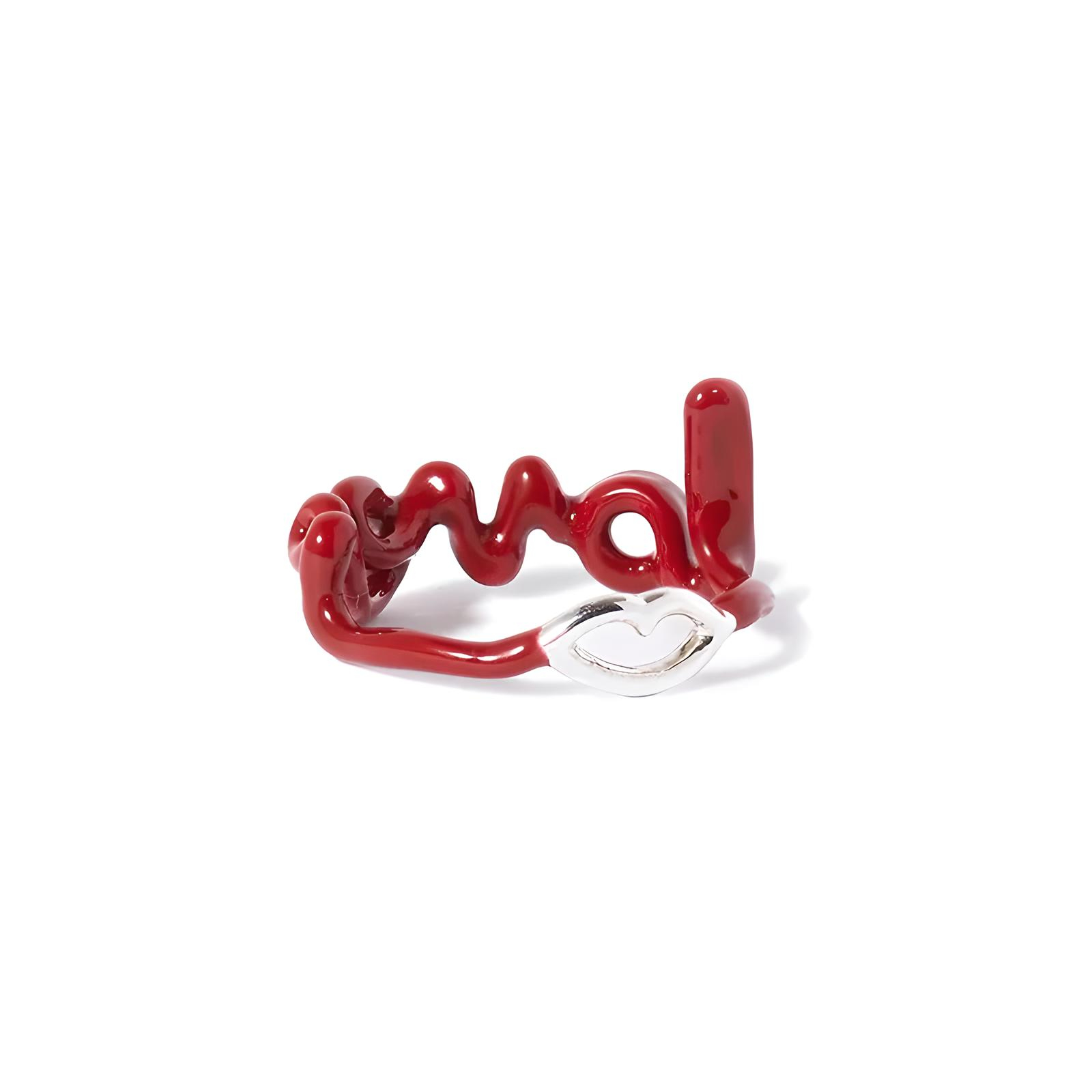 Charming Red Love Enamel Dripping Oil Rings 