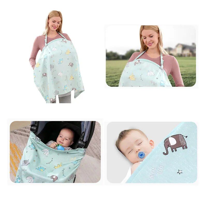 Cotton Nursing Cover - Versatile Blanket & Stroller Cover for Moms On-The-Go 