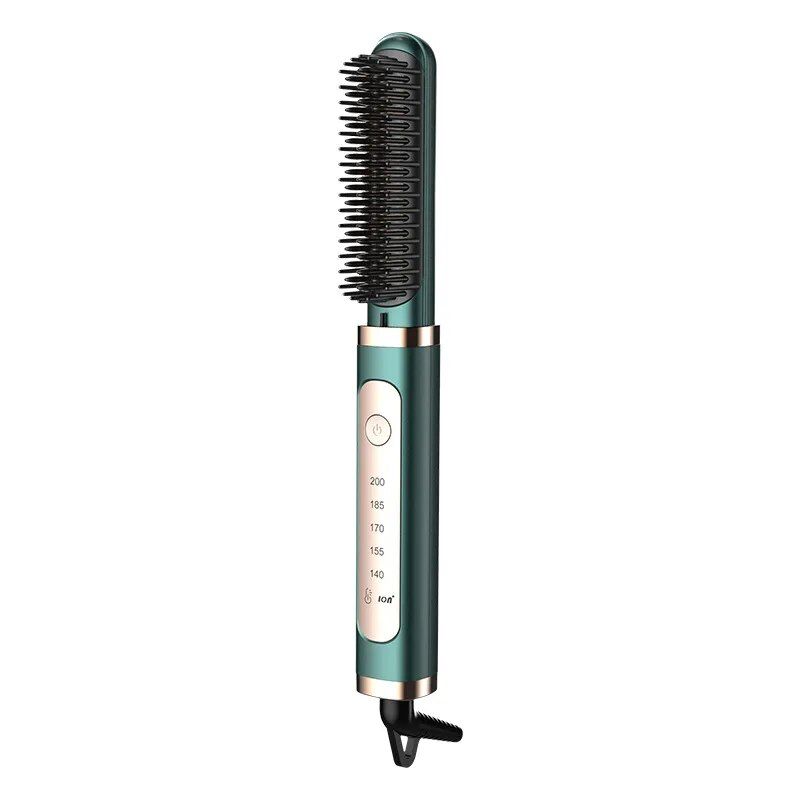 Electric Professional Negative Ion Hair Straightener Brush Curling Hot Comb Color: Green Plug Standard: US|UK 