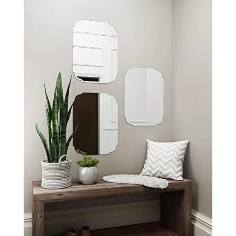 Elegant Silver Glass Mirror for Vanity and Wall Decor, 18