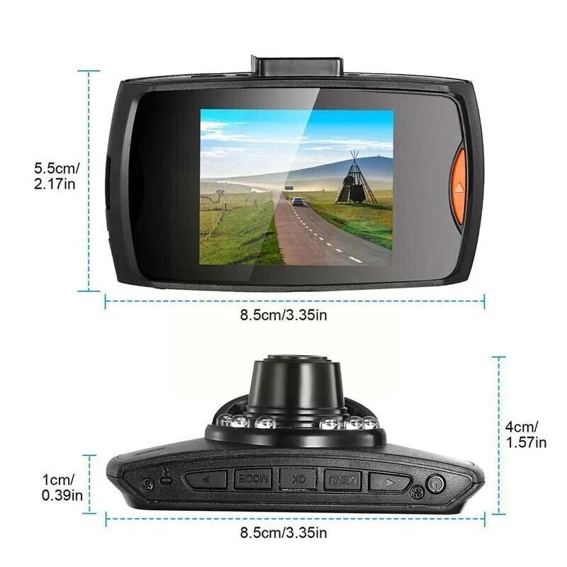 HD Car DVR with Wide-Angle Lens and Built-in Display 