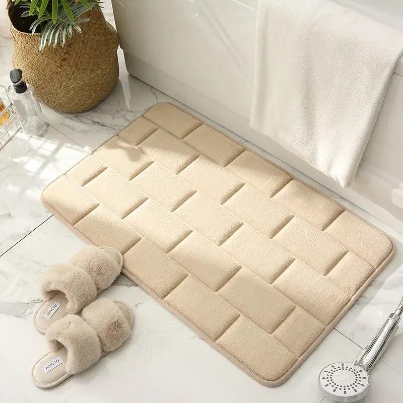 Luxurious Coral Fleece Memory Foam Bath Mat - Non-Slip, Super Absorbent Bathroom Rug 