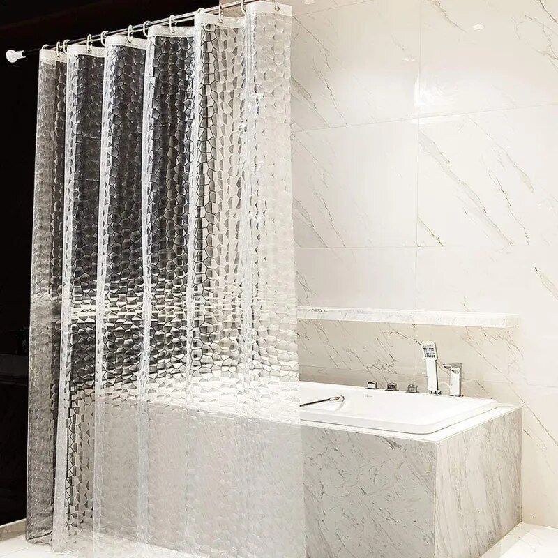 Modern 3D EVA Shower Curtain - Waterproof, Mildew Proof with Hooks 