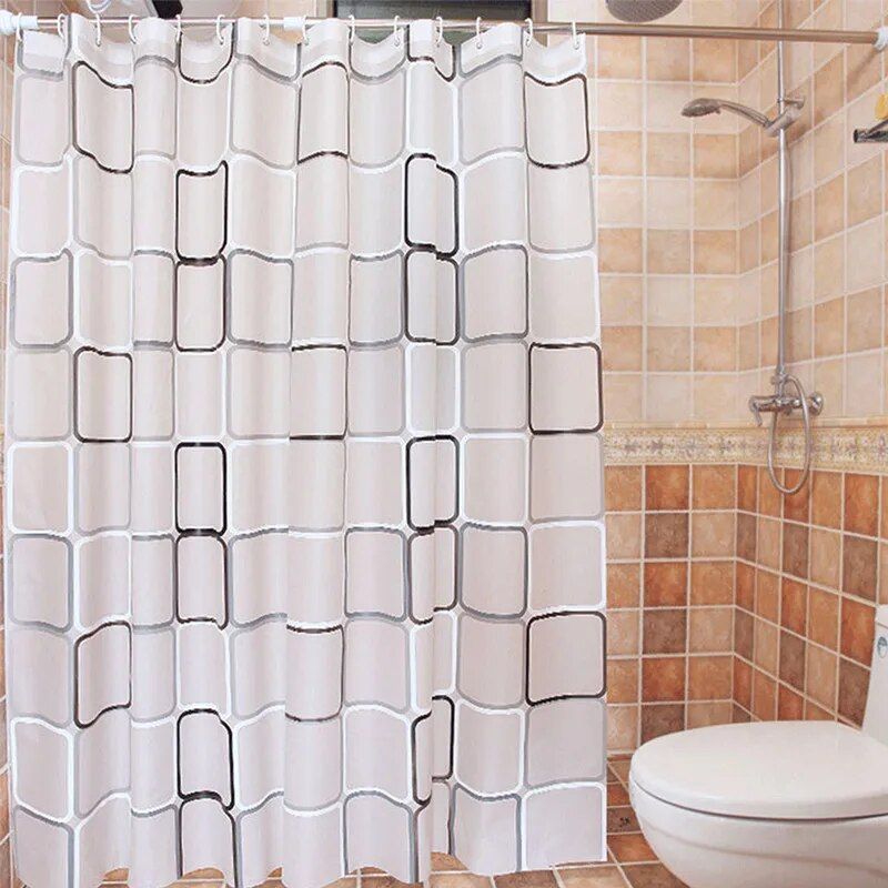 Modern Geometric Plaid Shower Curtain - Waterproof, Eco-Friendly, Japan Style 
