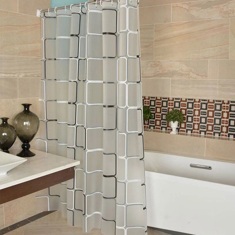 Modern Geometric Plaid Shower Curtain - Waterproof, Eco-Friendly, Japan Style 