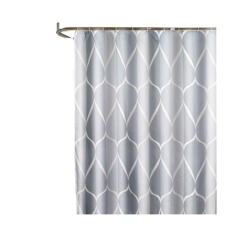 Modern Gradient Waterproof Shower Curtain with Metal Hooks 