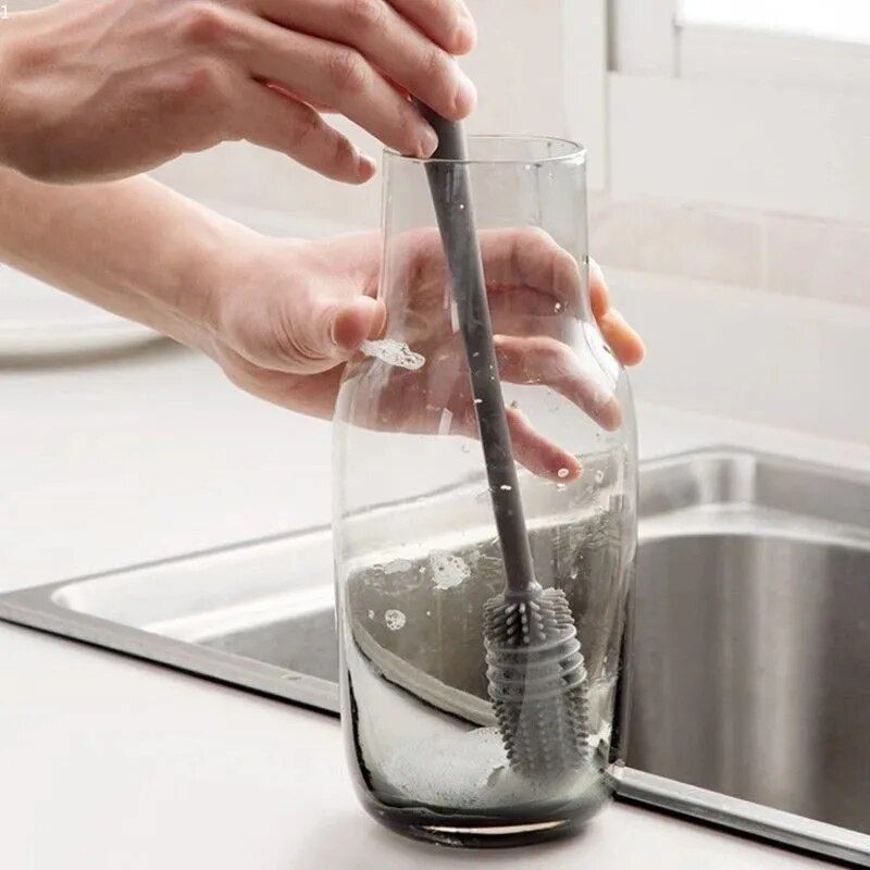 Multi-Purpose Silicone Long-Handle Bottle and Cup Brush 