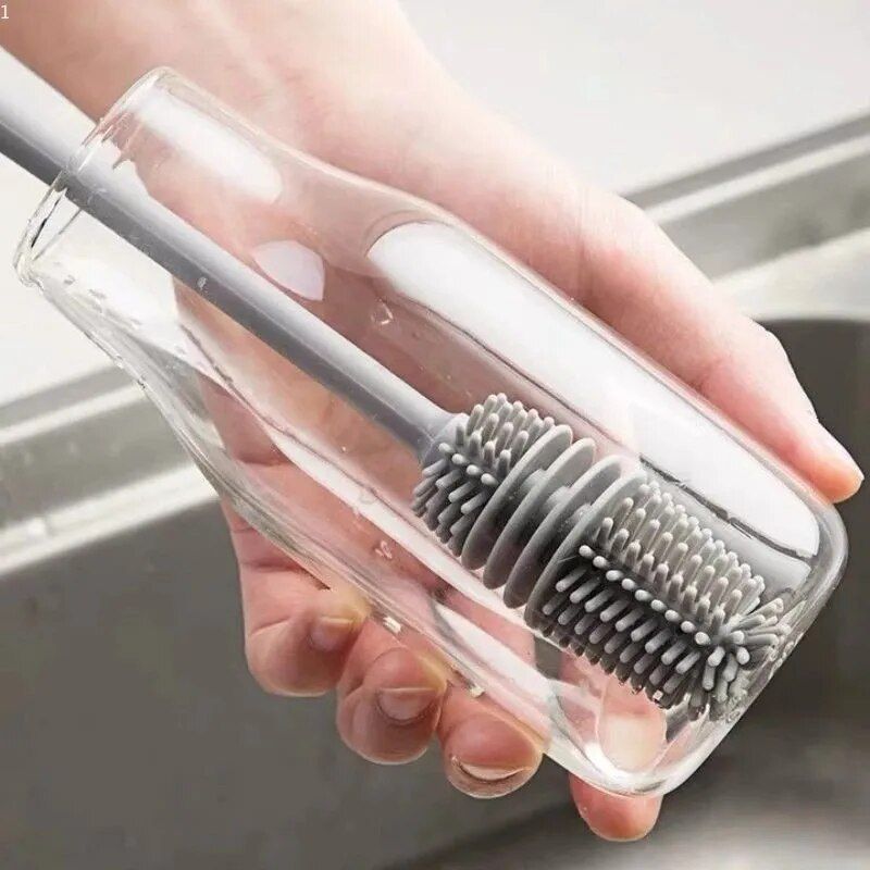 Multi-Purpose Silicone Long-Handle Bottle and Cup Brush 