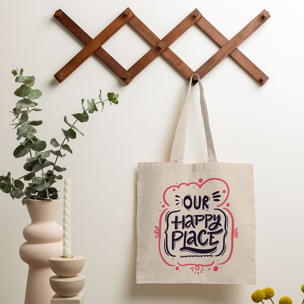 Our Happy Place Small Tote Bag - Themed Shopping Bag - Cool Design Tote Bag 