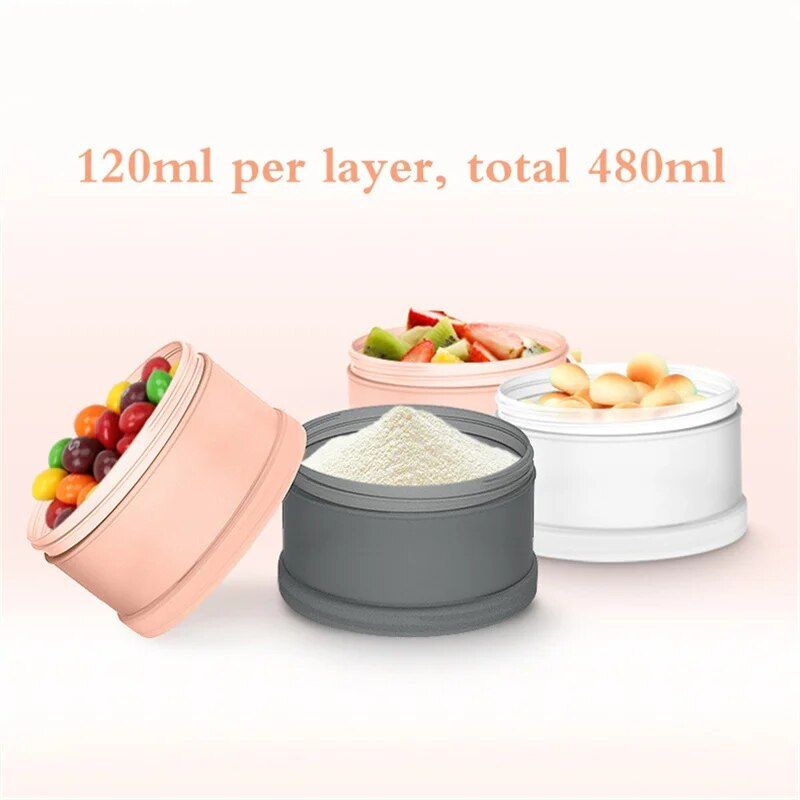 Stackable Baby Milk Powder & Food Storage Dispenser with 4 Compartments 