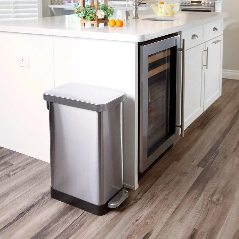 Stainless Steel Slim Step-On Kitchen Trash Can 