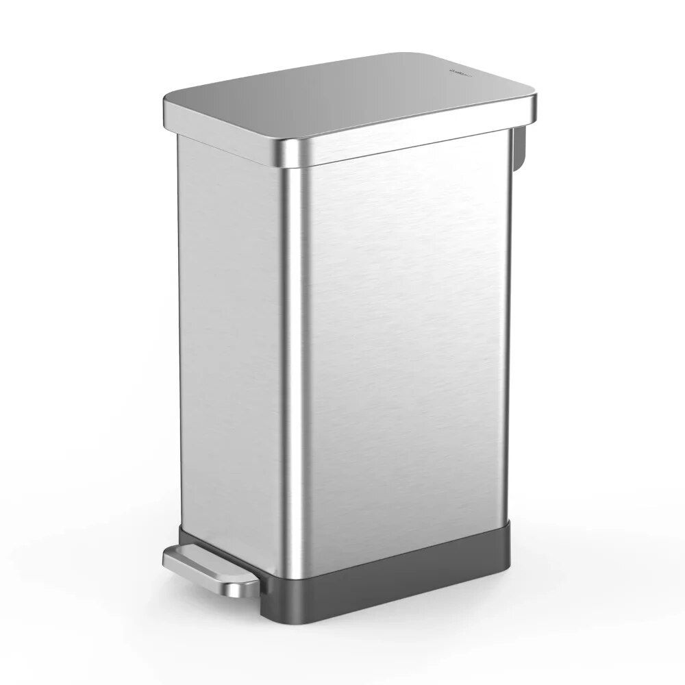 Stainless Steel Slim Step-On Kitchen Trash Can Color: Silver 