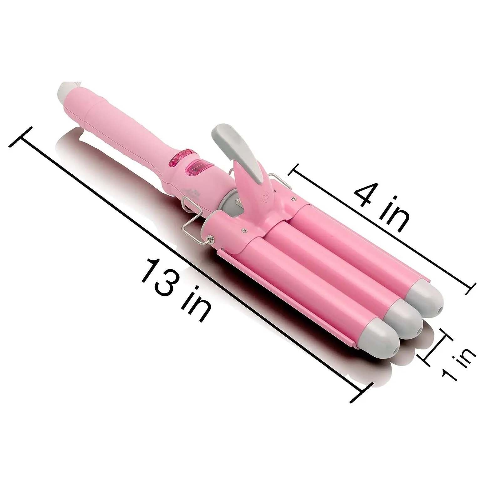 Wave Ceramic Triple Barrel Curling Iron Wand with LCD Display 