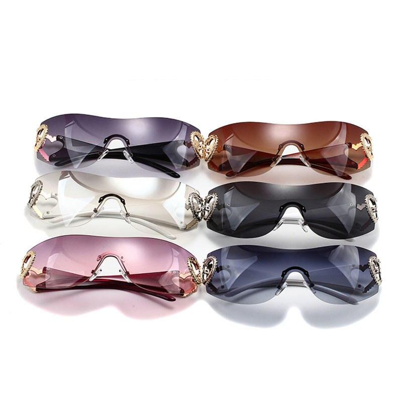 Y2K Heart-Shaped Frameless Sunglasses for Women 