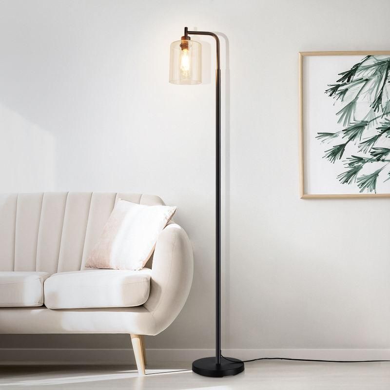 Elegant Nordic-Inspired Metal LED Floor Lamp with Glass Shade 