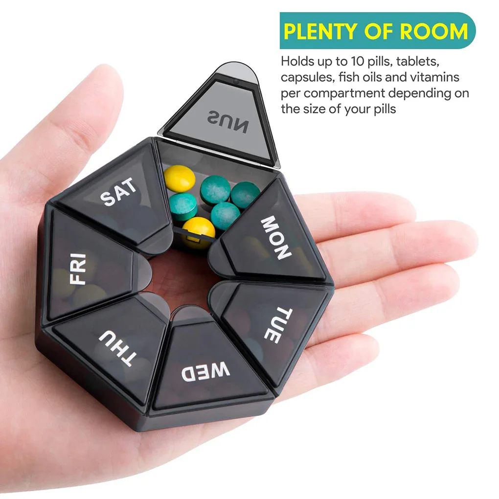 1Pcs Pill Case Plastic 7 Days Tablet Candy Box Portable Storage Tablet Holder Travel Organizer Pill Dispenser Container