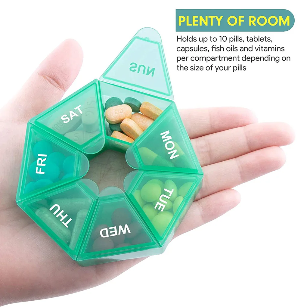 1Pcs Pill Case Plastic 7 Days Tablet Candy Box Portable Storage Tablet Holder Travel Organizer Pill Dispenser Container
