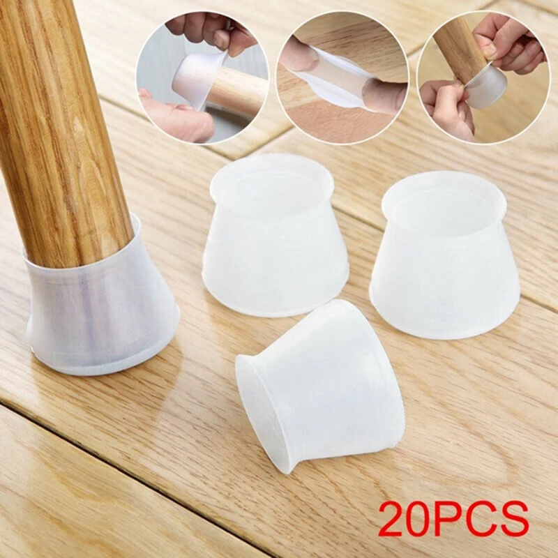 20Pcs PVC Furniture Legs Protection Cover Table Feet Pad Floor Protector For Chair Leg Floor Protection Anti-slip Table Legs Pad 