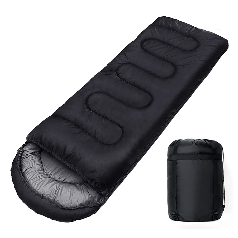 Camping Sleeping Bag Lightweight 4 Season Warm Envelope Backpacking Outdoor Mummy Cotton Winter Sleeping Bag Color: Black 