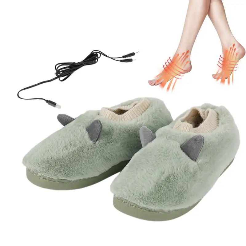 Electric Heating Shoes Plush Electric Heated Foot Warmer Electric Foot Warmer for Microwavable Slippers Heated Shoes and Boots 