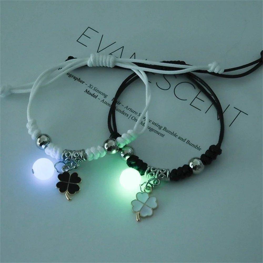 Fashion Night Glow Star Moon Bracelet Adjustable Drawstring Bracelet Astronaut Lock Key Pendant Bracelet Couple Friendship Gift