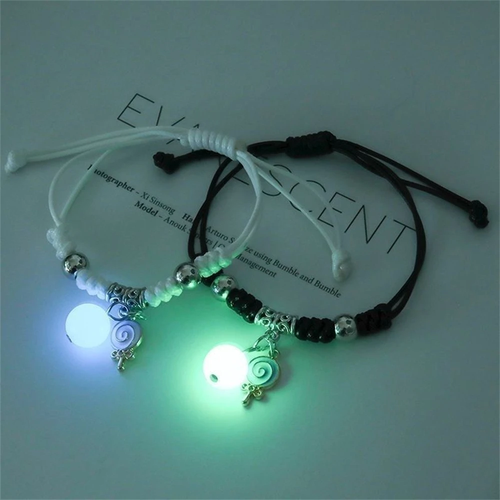 Fashion Night Glow Star Moon Bracelet Adjustable Drawstring Bracelet Astronaut Lock Key Pendant Bracelet Couple Friendship Gift