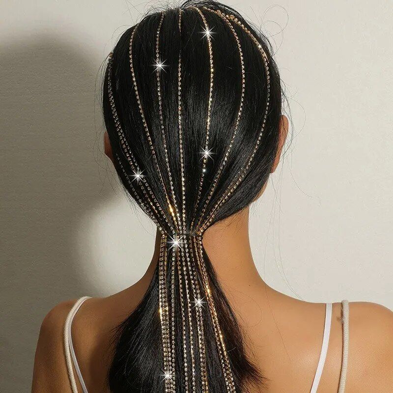 Glittering Long Tassel Rhinestone Hairband 