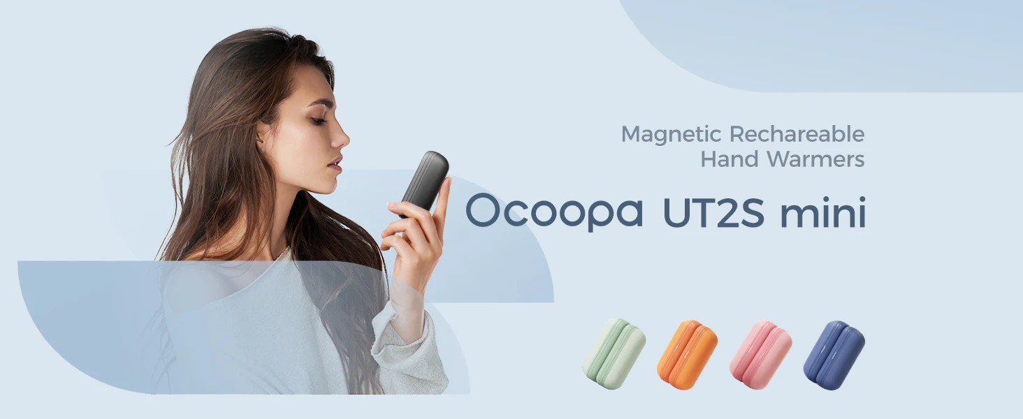 OCOOPA Hand Warmers Rechargeable 2 Pack Magnetic Electric Portable Heater 5200mAh 3 Levels Heat Ultra Light & Thin Pocket Size