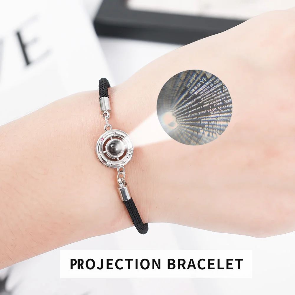 Projection 100 Languages“ I Love You ”Time Stone Bracelet Braided Rope Bracelet Women Girl Couple Bracelets Lover Jewelry Gift