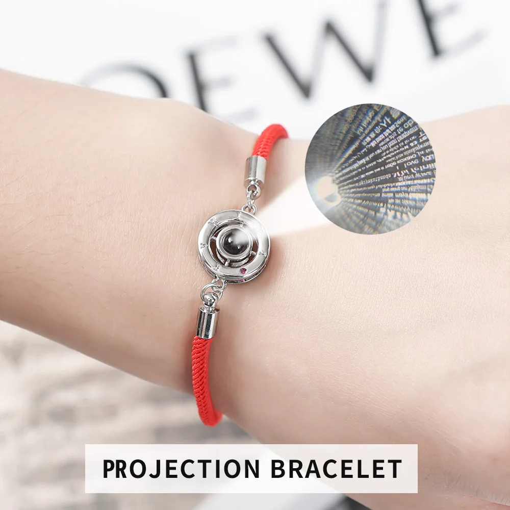 Projection 100 Languages“ I Love You ”Time Stone Bracelet Braided Rope Bracelet Women Girl Couple Bracelets Lover Jewelry Gift 