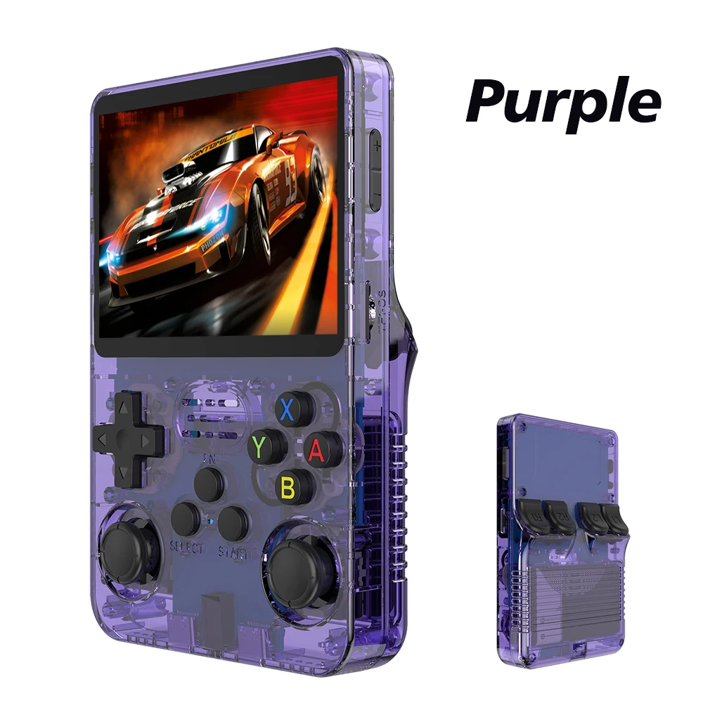 R36S Retro Handheld Video Game Console Linux System 3.5 Inch IPS Screen R35s Pro Portable Pocket Video Player 64GB Games Color: Purple 64GB 