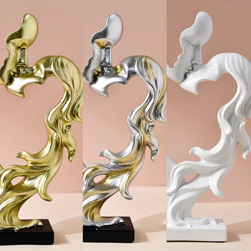 Abstract Couple Kissing Figurine 