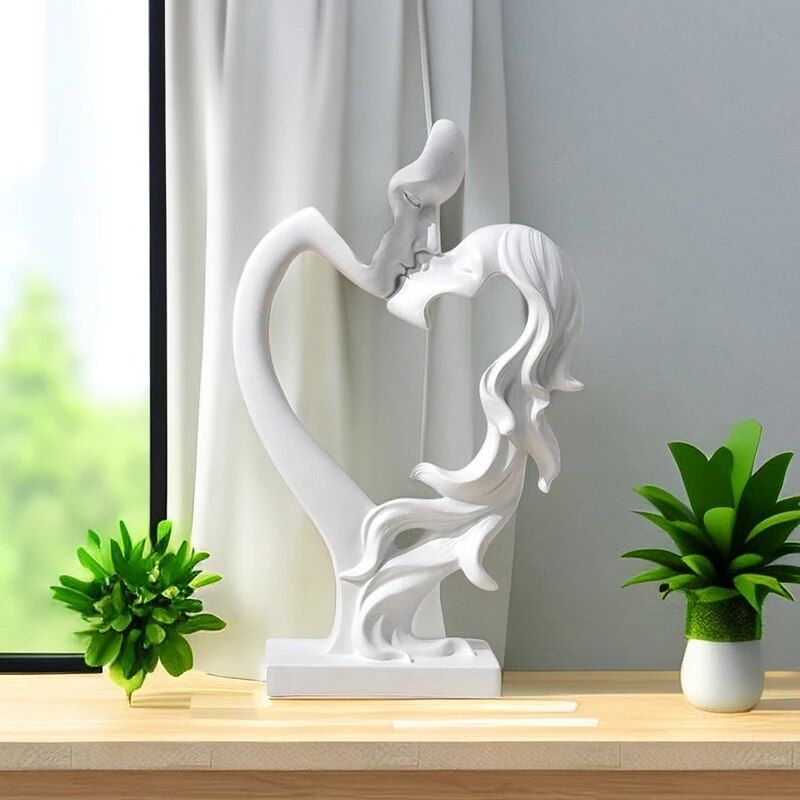 Abstract Couple Kissing Figurine 