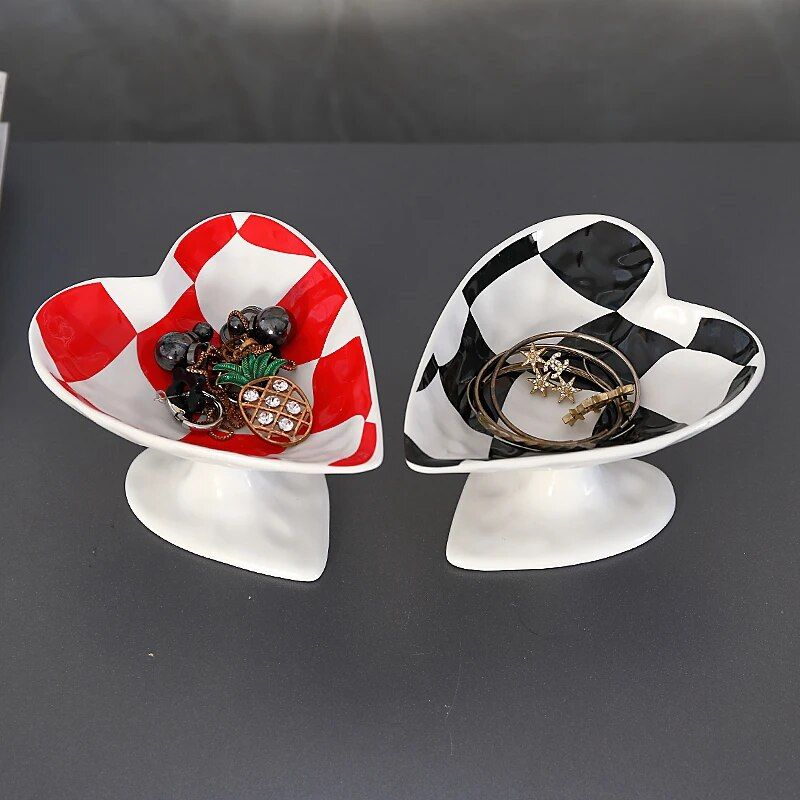 Heart-Shaped Ceramic Tray: Jewelry & Cosmetic Organizer 